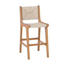 Boyel Living - Brown Outdoor Patio Wood Set of 1 Bar Stools - Beige