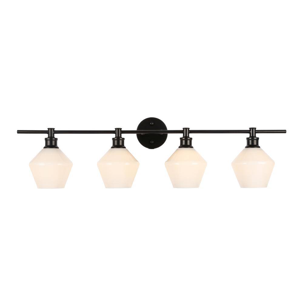 Alt View 2. Living District - Gene 4 light Black and Frosted white glass Wall sconce - Black And Frosted White Glass.