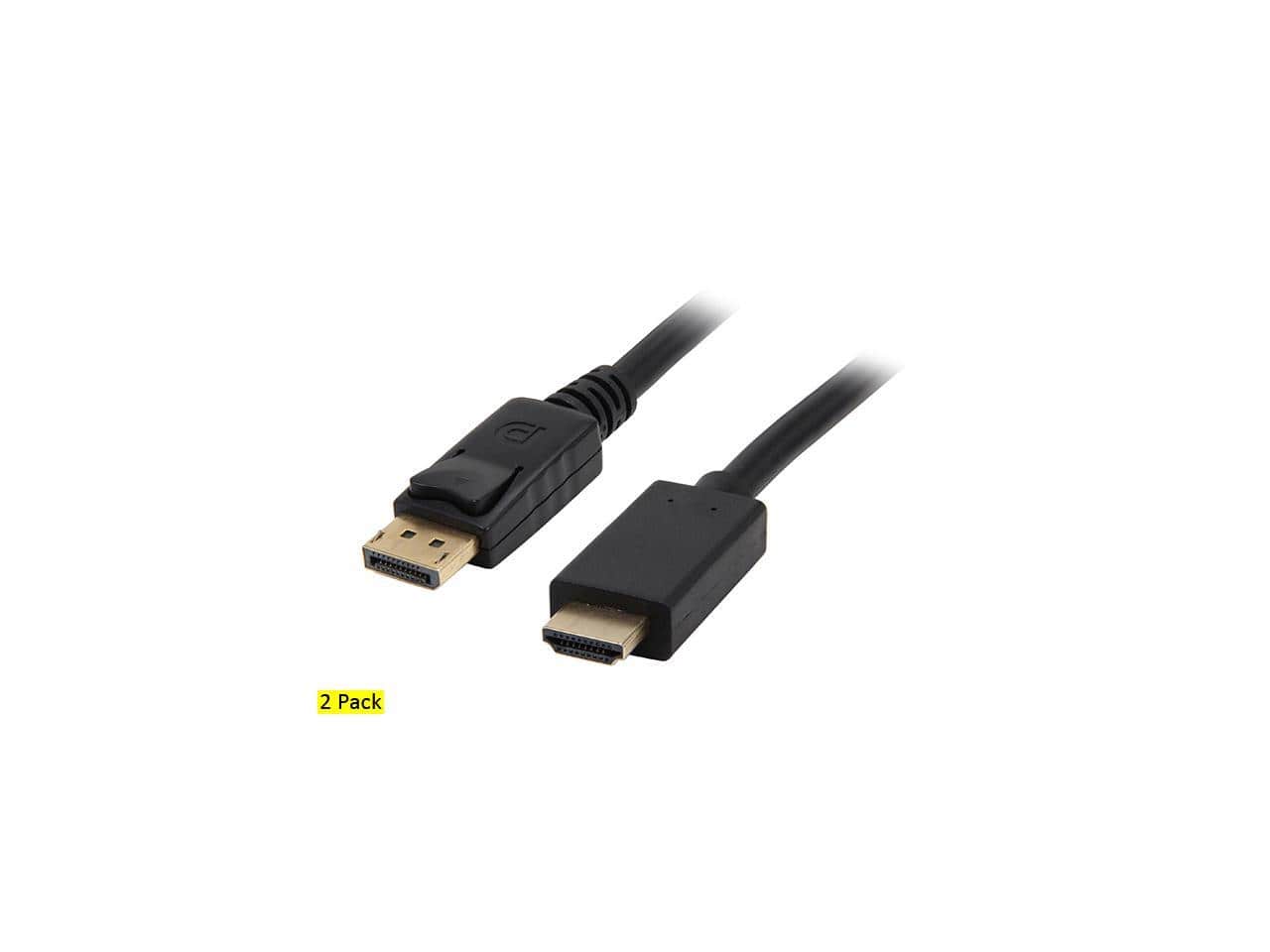 Nippon Labs - DP-HDMI-15-2P 15ft DP to HDMI Cable, 4K/3D/VR, Black (2-Pack)