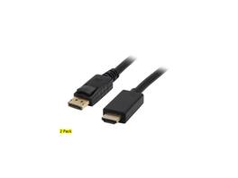 Nippon Labs - DP-HDMI-15-2P 15ft DP to HDMI Cable, 4K/3D/VR, Black (2-Pack)