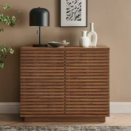 Front. Modway - Render 2-Door Fluted Accent Cabinet by Modway - Walnut.