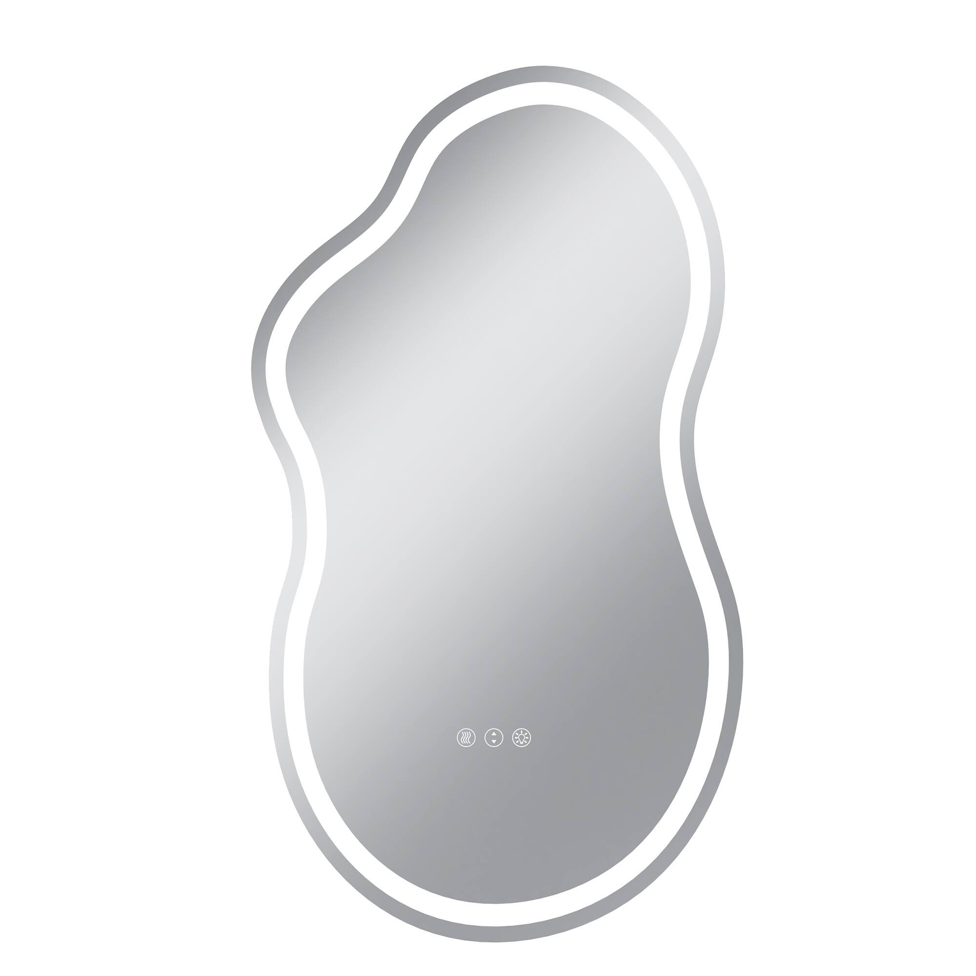 Front. Boyel Living - 20 x 36 in Cloud Shaped LED Wall Mirror with Adjustable Viewing Angle and Front Light.