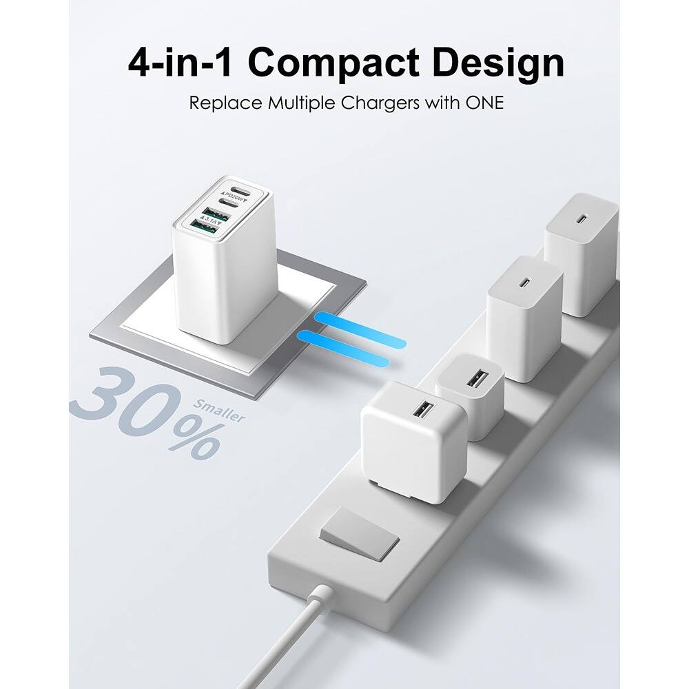 4-in-1 Compact Design  
Replace Multiple Chargers with ONE  

30% Smaller