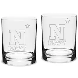 Jardine - Navy Midshipmen 14oz. 2-Piece Classic Double Old-Fashioned Glass Set - Multicolor