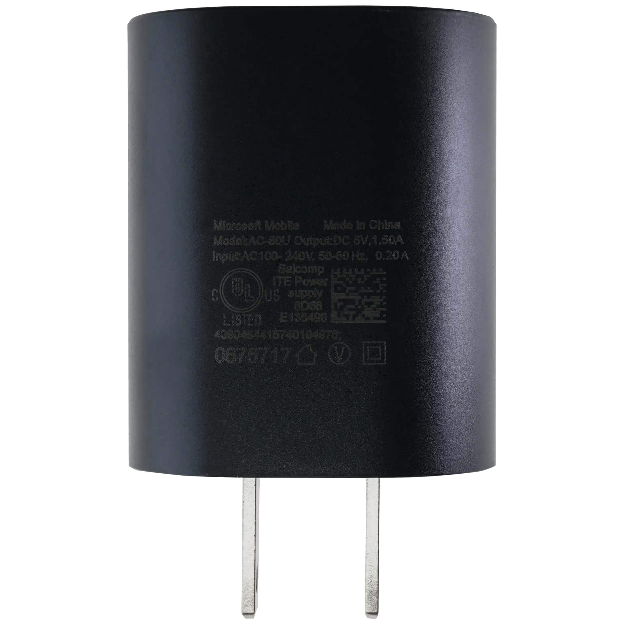USB Type A / USB-A Microsoft Wall Power Charging Adapter (AC-60U) 100-240V (US Version) (OEM) - Black - Black