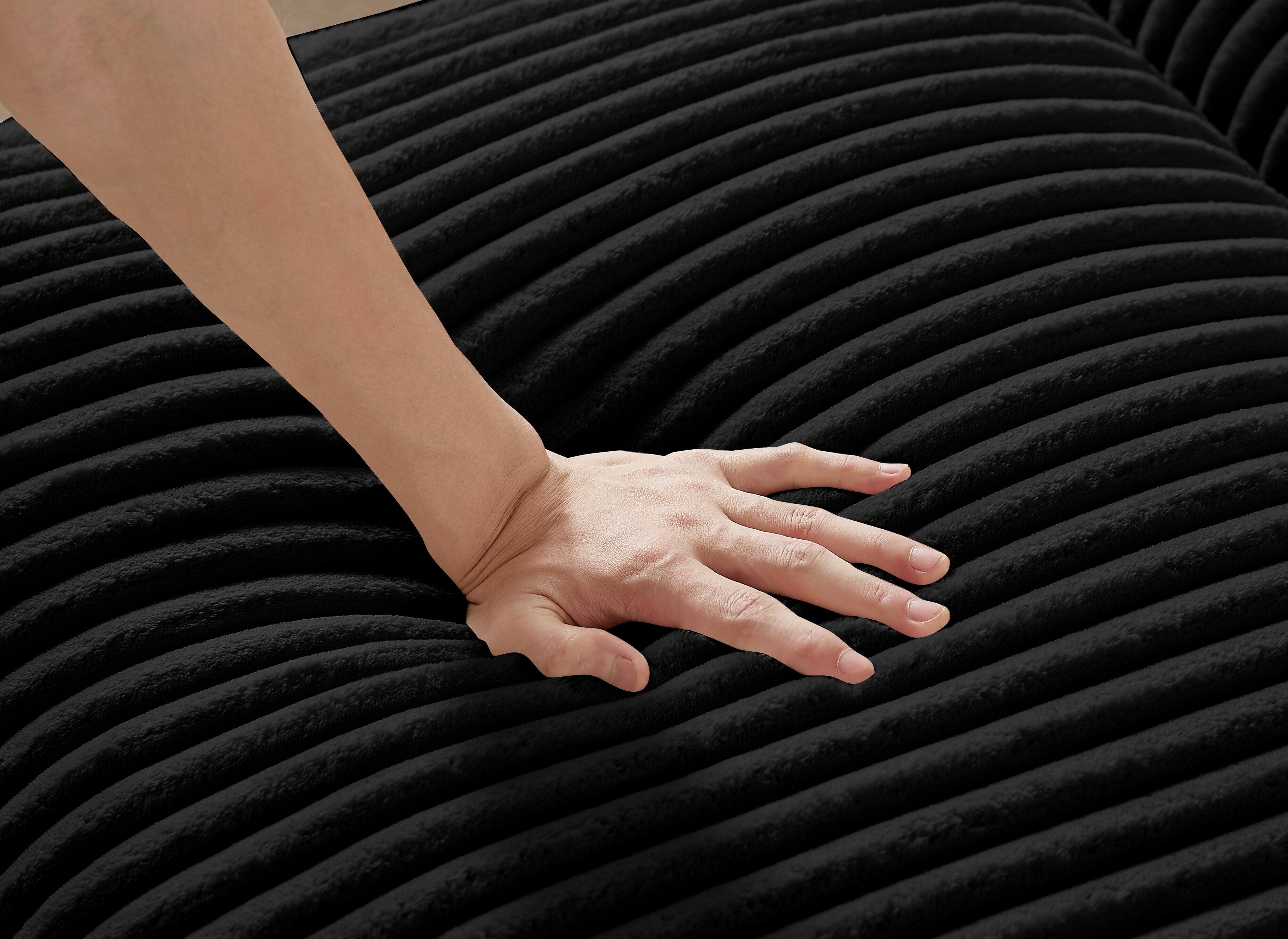 Alt View 3. Electra Tech Xpress - Corduroy Fabric Sectional Sofa,Convertible U Shaped Sectional for Living Room,Modular Couch with Removable Ottoman - Black.