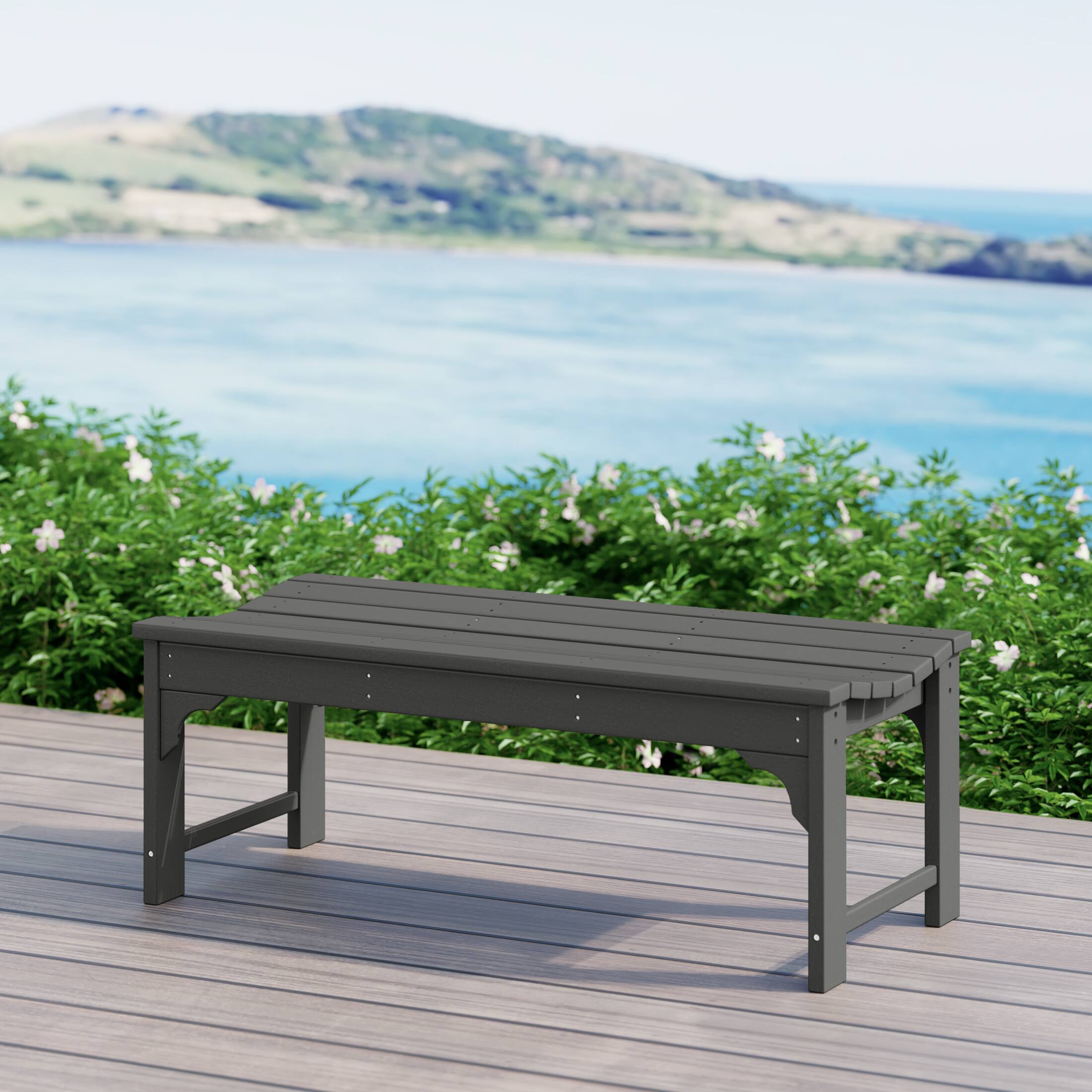 Angle. WestinTrends - WestinTrends Malibu 48" length backless Poly Wood Outdoor / Garden bench - Gray.