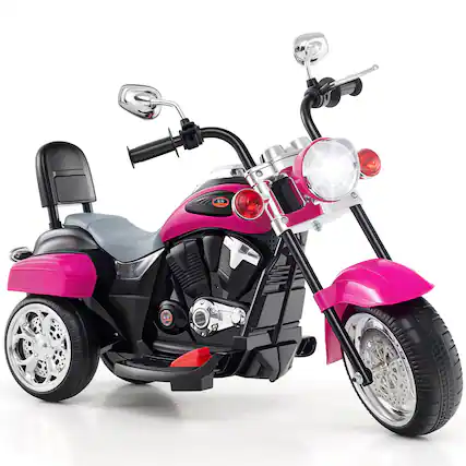 Front. Costway - Costway 6V Kids Ride On Chopper Motorcycle 3 Wheel Trike with Headlight and Horn Rose - Rose Red.