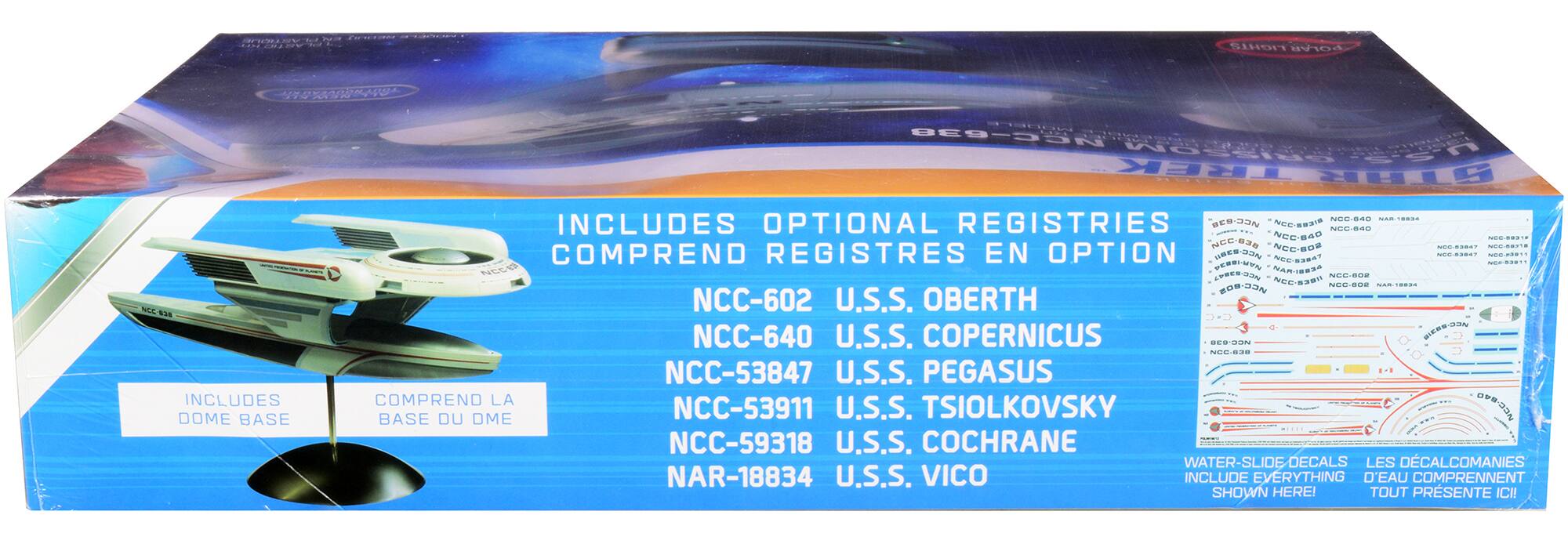 KFF  
LIGHTS POLAR  
TOUTHONSENSAUKIT 2,434 ALL-NEW KIT MODELE NCC-638  
ecperre TREK GRISSOM U.S.S. STAR NCC.640 NAR-18834  
INCLUDES OPTIONAL REGISTRIES - CHINESS BIEGE-COM NCC-840 NCC-840 NCC-89318 NCC-630 NCC-802 NCC-53847 NCC-58318  
COMPREND REGISTRES EN OPTION NCESSTIN TABER.COM NCC-53847 NON-5381 NOO-KAR11 NCC-538 NAR-18834 PIBER-JUN NCC-502  
NCC-BOR NAR-18834 NGGBOOG NCC-602 U.S.S. OBERTH NCC-638 D NCC-640 U.S.S. COPERNICUS NCC-638 NCESSWSIE NCC-638 C N