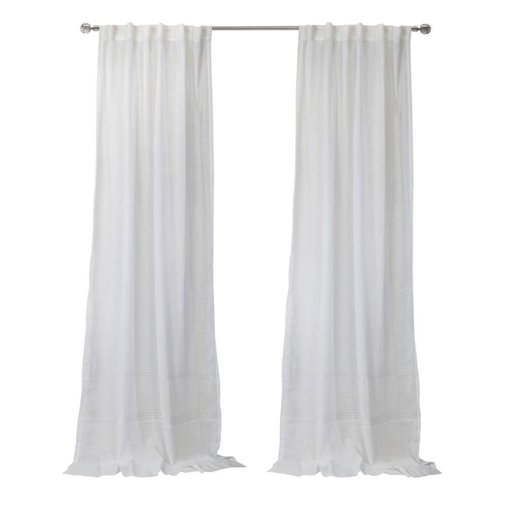 Angle. Commonwealth Home Fashions - Habitat Alicante Sheer Dual Header Slub Sheer Fabric Curtain Panel for Brighten Any Living Space 52" x 95" White - White.