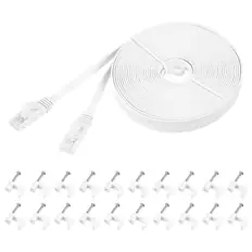 Front. Unique Bargains - Cat 6 Ethernet Cable 32AWG 250MHz Flat High Speed RJ45 Network Patch Cord with Clips - White.