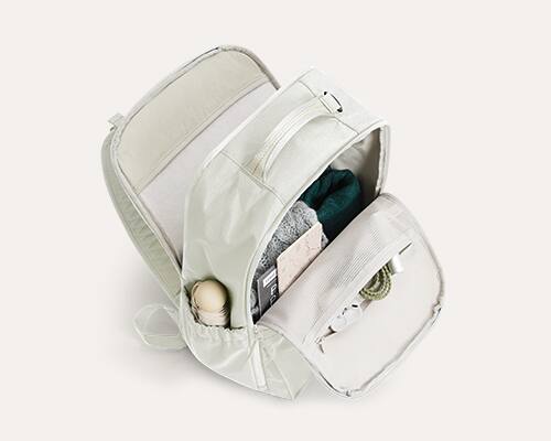 Alt View 2. Bagsmart - Moss 22L Backpack, 180° Full-Opening Work & Commute Daypack with 15.6" Laptop Sleeve for Daily Use - Dew White.