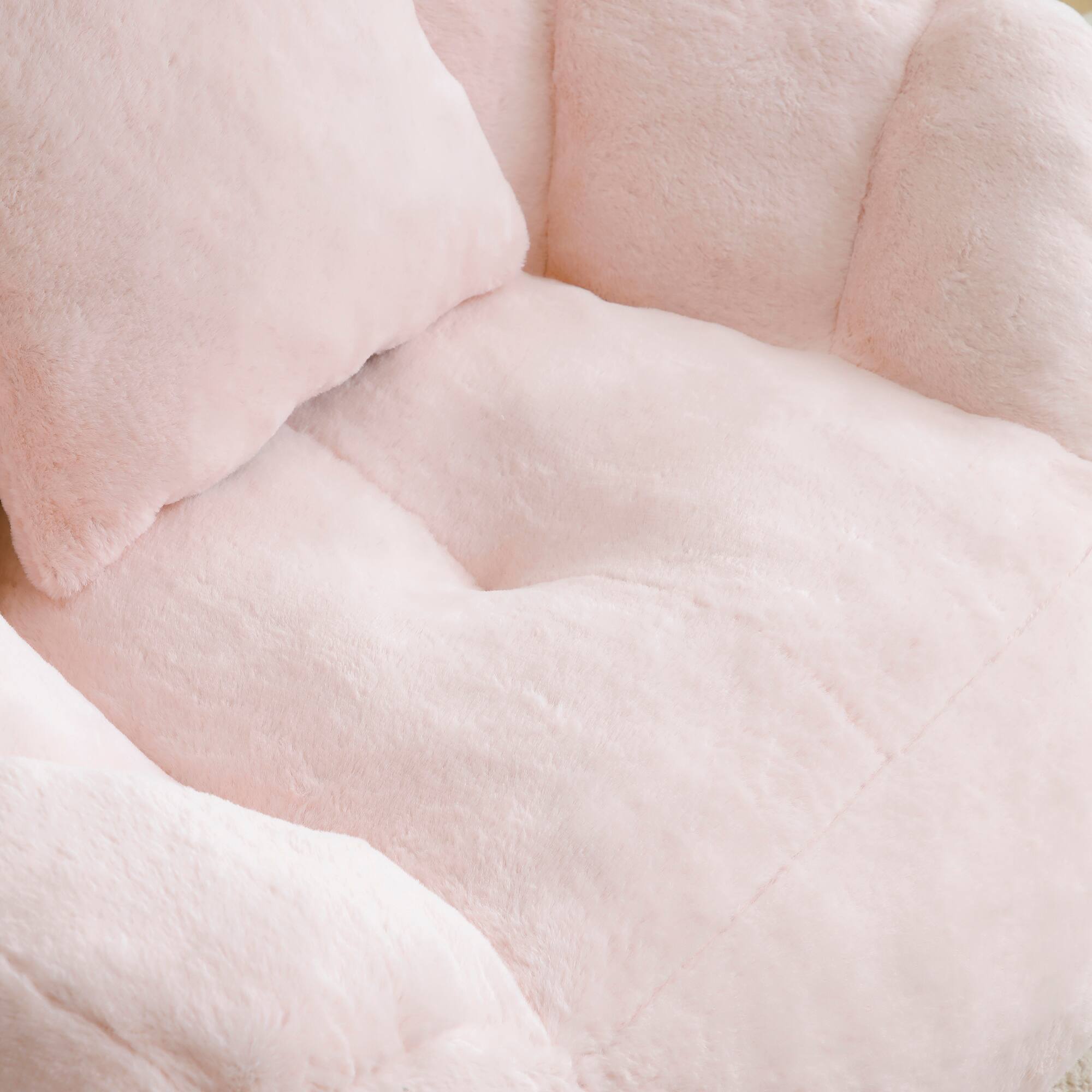 Alt View 6. GOODSILO - Oversized Shell-Shaped Faux Fur Bean Bag Chair with Matching Footstool for Living Room and Bedroom Lounging - Pink.