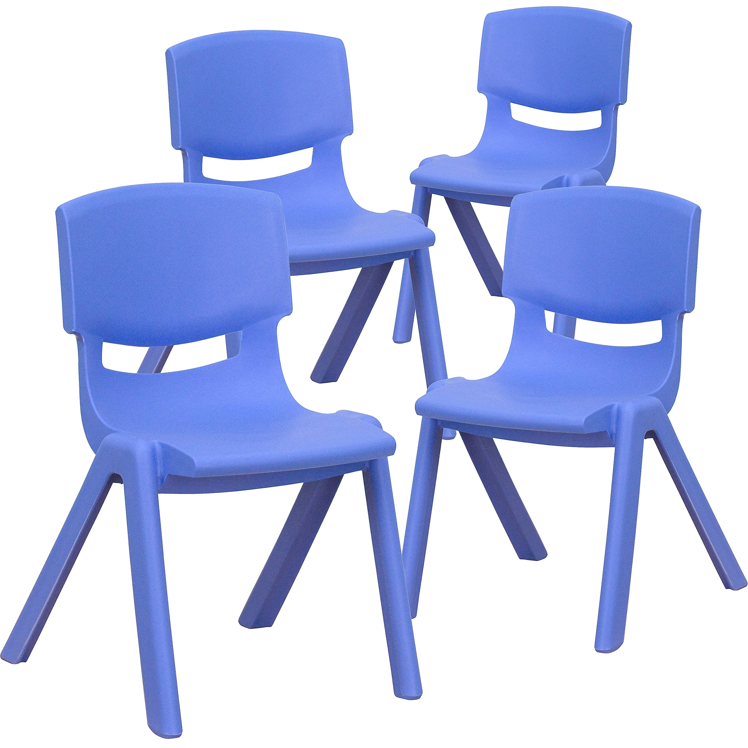 Front. JETRANSPORT - Whitney Blue Plastic Stackable School Chair With 12'' Seat Height (pack Of 4) PlasticPack of 4: When - Blue Set of 4.