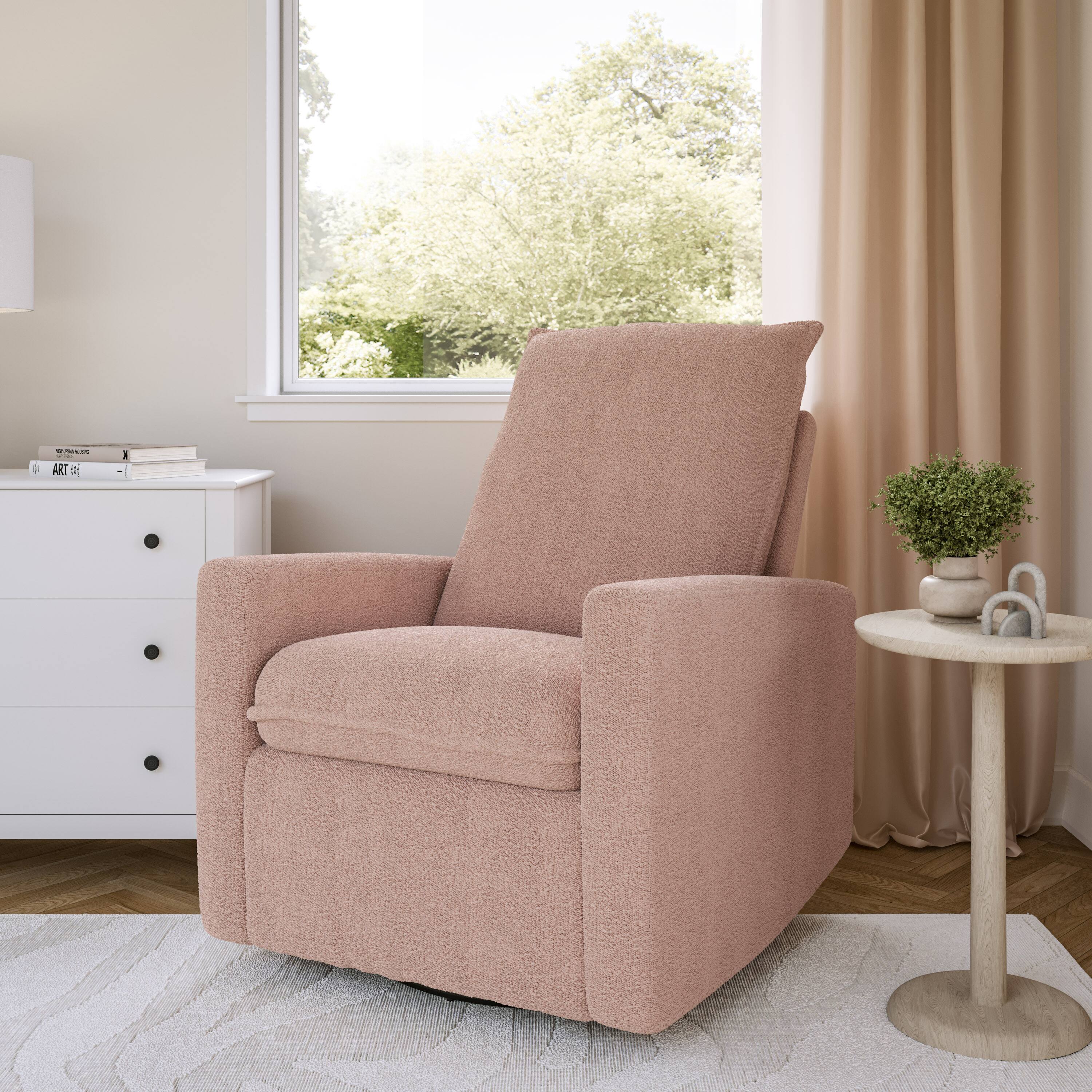 Alt View 4. CorLiving - Caillie Boucle Fabric Upholstered Contemporary Glider Recliner Chair - Pink.