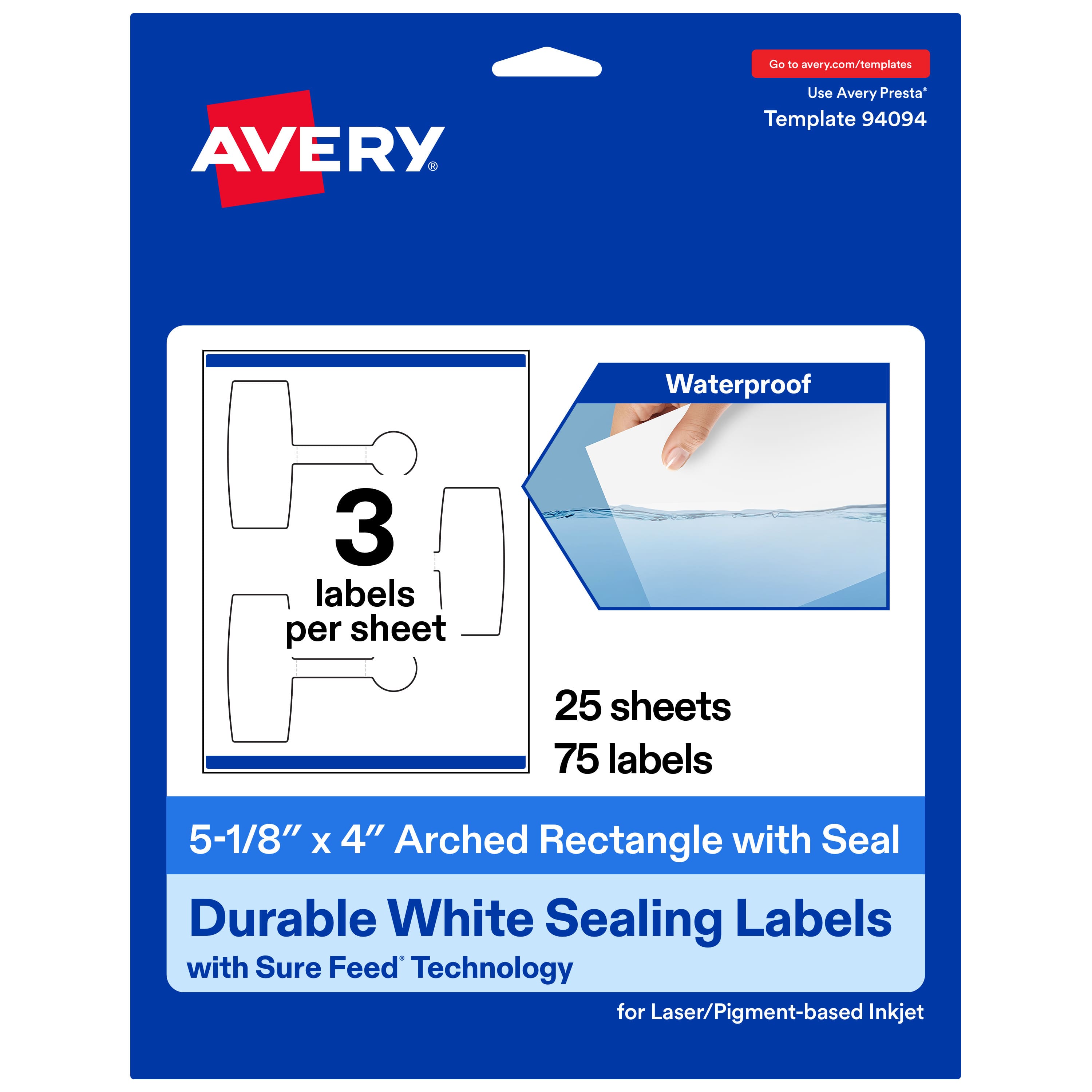 "Avery - Avery® Sealing Labels, 5-1/8"" x 4"", Durable Film, 75 Total - White" price history on PriceWatchPro