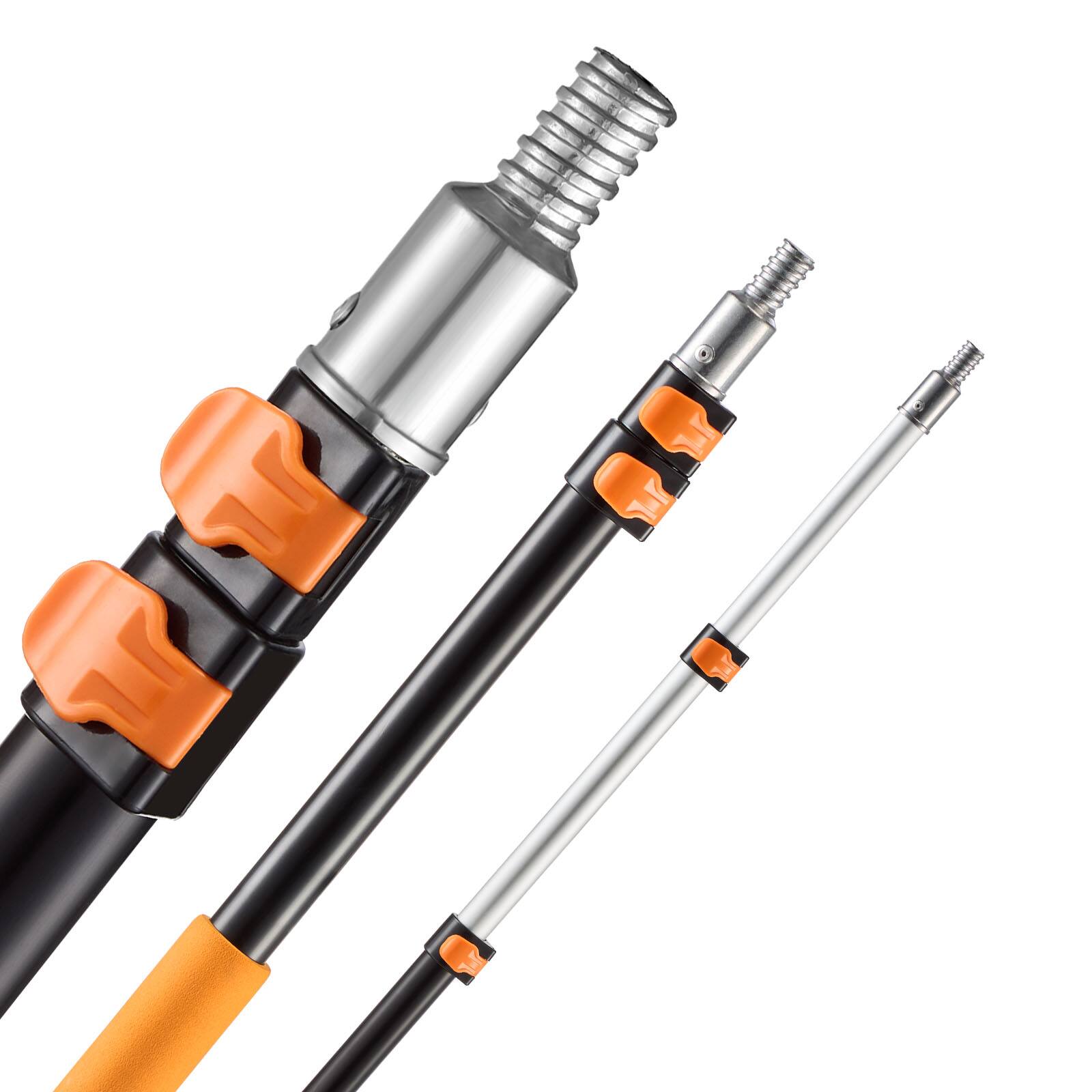 Alt View 5. VEVOR - Telescopic Extension Pole, 1.76-4 FT Multi-Purpose Extendable Pole, Sturdy Aluminum Alloy Paint Pole Extension - Silver+Black+Orange.