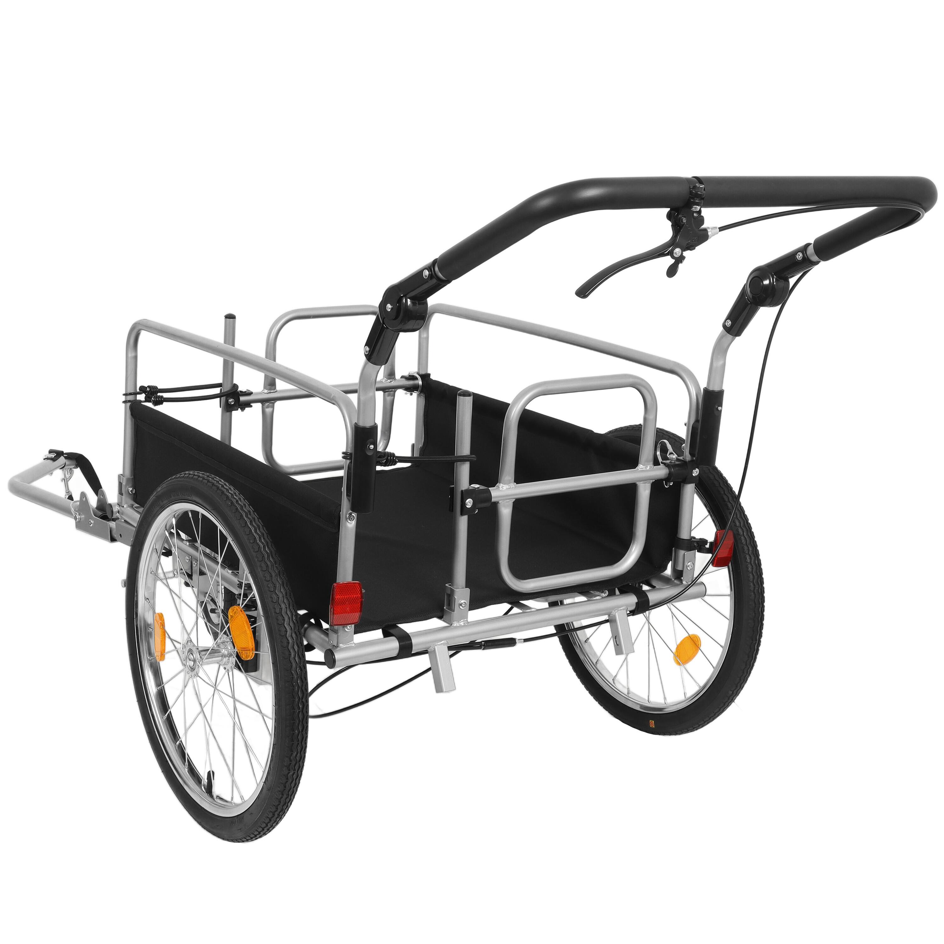 Back. APRILSOUL - 3-in-1 Heavy-Duty Bike Cargo Trailer E-Bike Compatible Steel Frame 110lb Capacity Convertible Stroller and Pull Cart - Black+ Gray.
