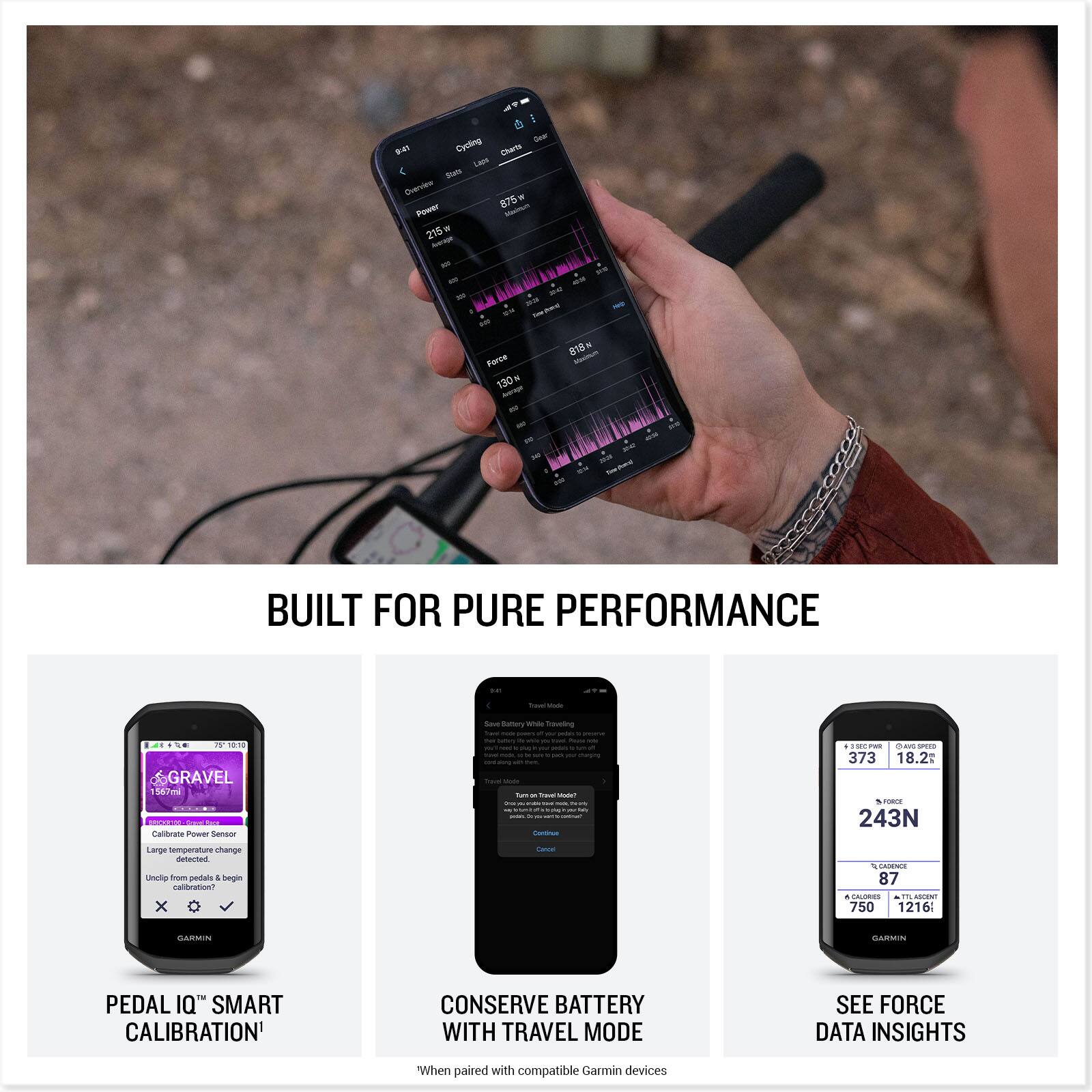 1 - 4 Cycling Cheris Lam: Oversies  
875 - 215 - wn - wn - an Parce 130 Autrae - D18 MdIs - t8 BUILT FOR PURE PERFORMANCE - P9 1018 GRAVEL S87vl Caltrate Power Sensor Saus sanory W Saveing - - - - - - - - - - - - - - - C seT - cars - 373 18.2 243N Large temperature change orten Unslip -m peda 4 Snegie Tresitendien x - 87 . CALOS 7 ASIENT 750 12 6: AmMIN CARMIN PEDAL IQT SMART CALIBRATION CONSERVE BATTERY WITH TRAVEL MODE SEE FORCE DATA INSIGHTS When paired with compatible Garmin devices

BUILT FOR PURE PERFORMANCE

PEDAL IQ™ SMART CALIBRATION*

CONSERVE BATTERY WITH TRAVEL MODE

SEE FORCE DATA INSIGHTS

*When paired with compatible Garmin devices