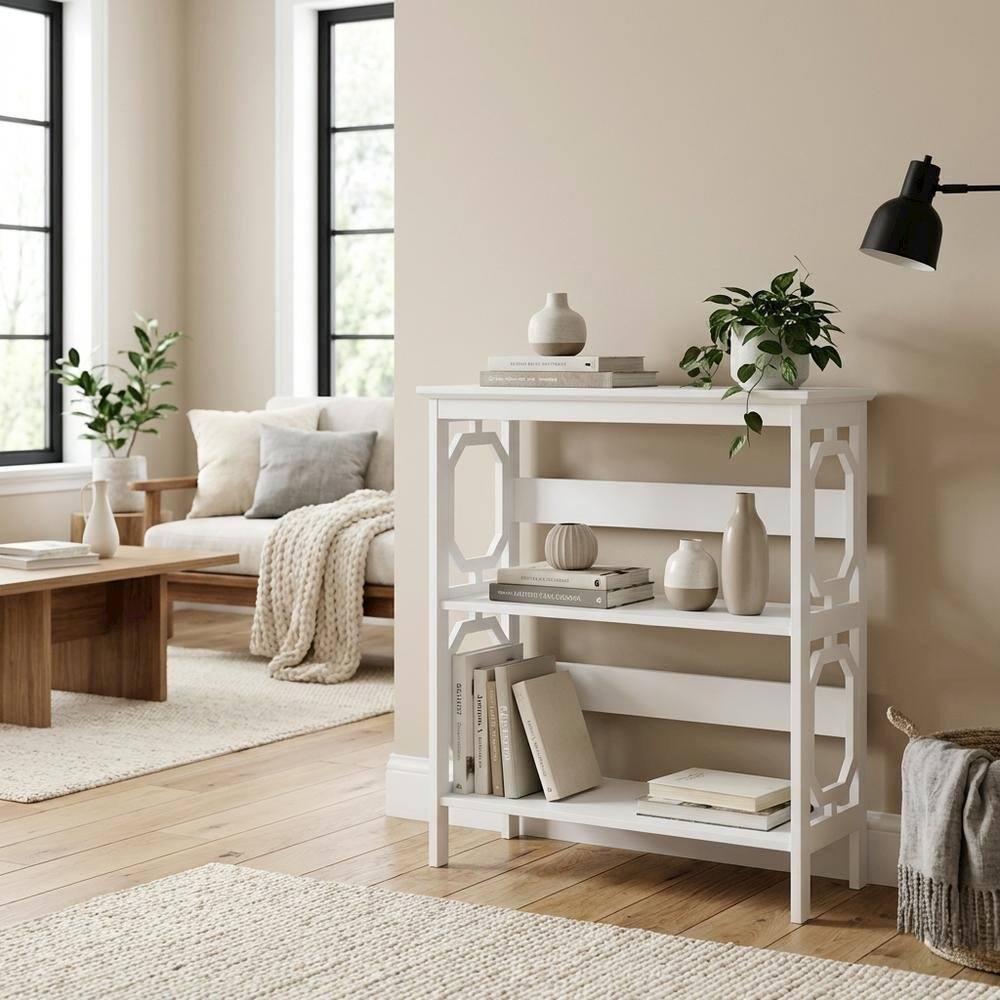Alt View 1. FurniFact - 3-Tier Bookcase with Durable Non-Lead Base Paint Finish - White.
