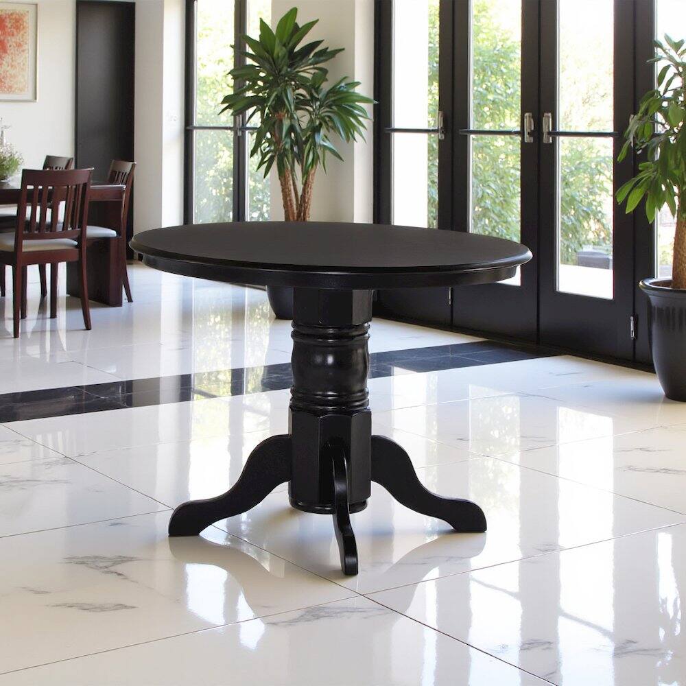 Left. FurniFact - Elegant Round Kitchen Table – 42-Inch Black Small Dining Table - Black.