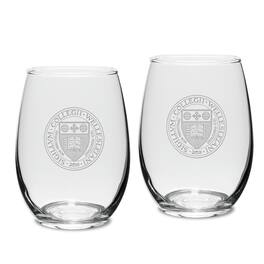 Jardine - Wellesley Blue 15oz. 2-Piece Logo Stemless Wine Glass Set - Multicolor