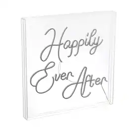 Jonathan Y - Happily Ever After 23.63" Square Contemporary Glam Acrylic Box USB Operated LED Neon Light - White