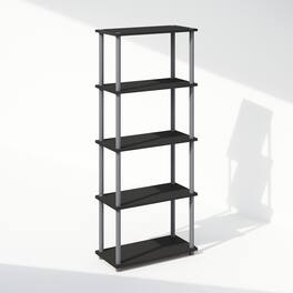 Furinno - Turn-N-Tube 5-Tier Multipurpose Compact Display Rack, Shelving Unit, Bookcase - Black/Grey
