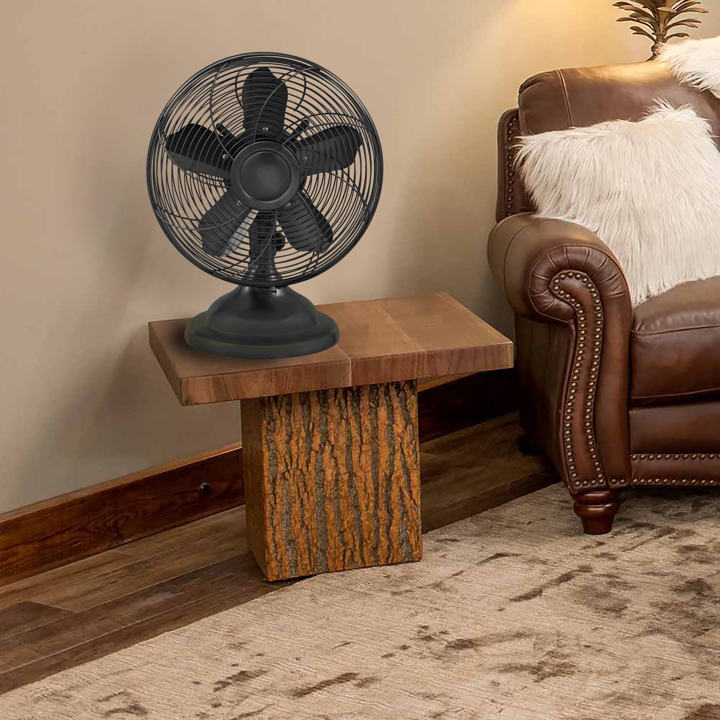 Alt View 1. Optimus - Optimus 12 Inch Retro Oscillating Table Fan with Oil Rubbed Bronze Finish - Bronze.