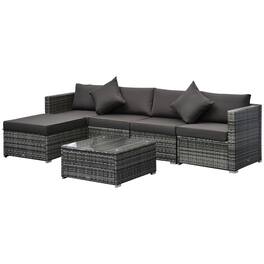 Resenkos - 6 Pieces Patio Furniture Set, PE Rattan - Mixed Gray, Charcoal