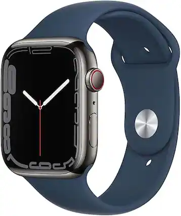 Front. Apple - Watch Series 7 Aluminum 45 mm (GPS + Cellular) - Graphite.