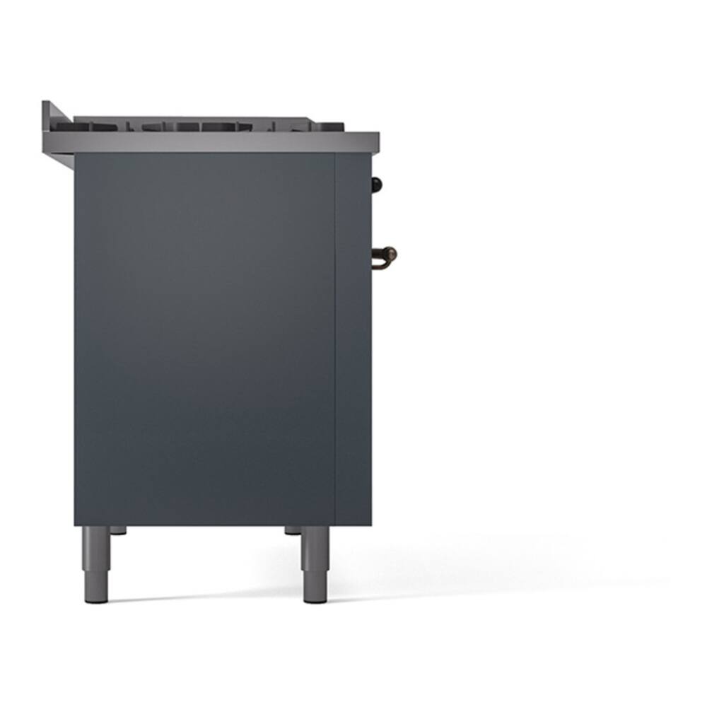 Alt View 10. ILVE - ILVE Nostalgie II 48 inch Dual Fuel Range with 5.02 cu. ft. Total Double Oven Capacity (Blue Grey, Burnished) - Blue Grey.