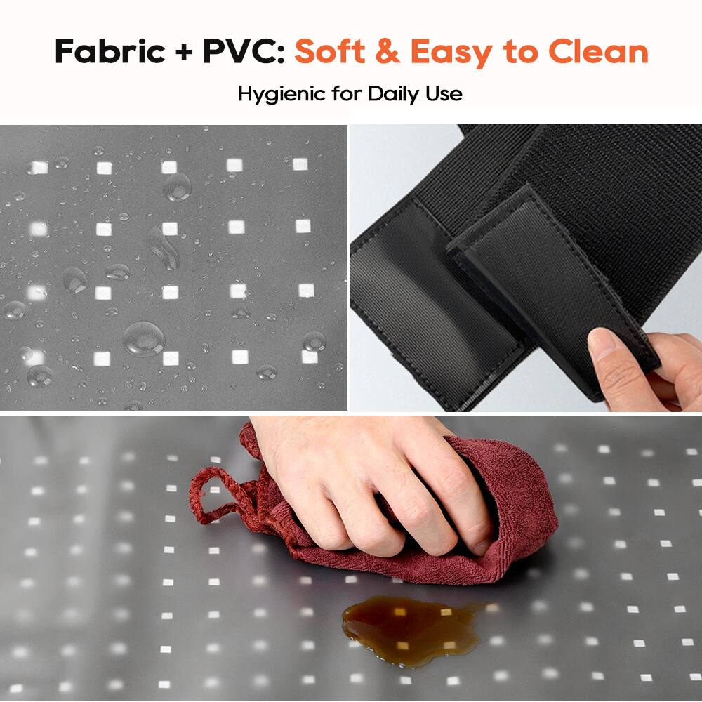 Fabric + PVC: Soft & Easy to Clean  
Hygienic for Daily Use