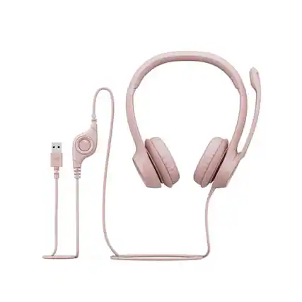 Front. Logitech - Logitech HEADSET-H390 USB Computer Headset-ROSE-USB.
