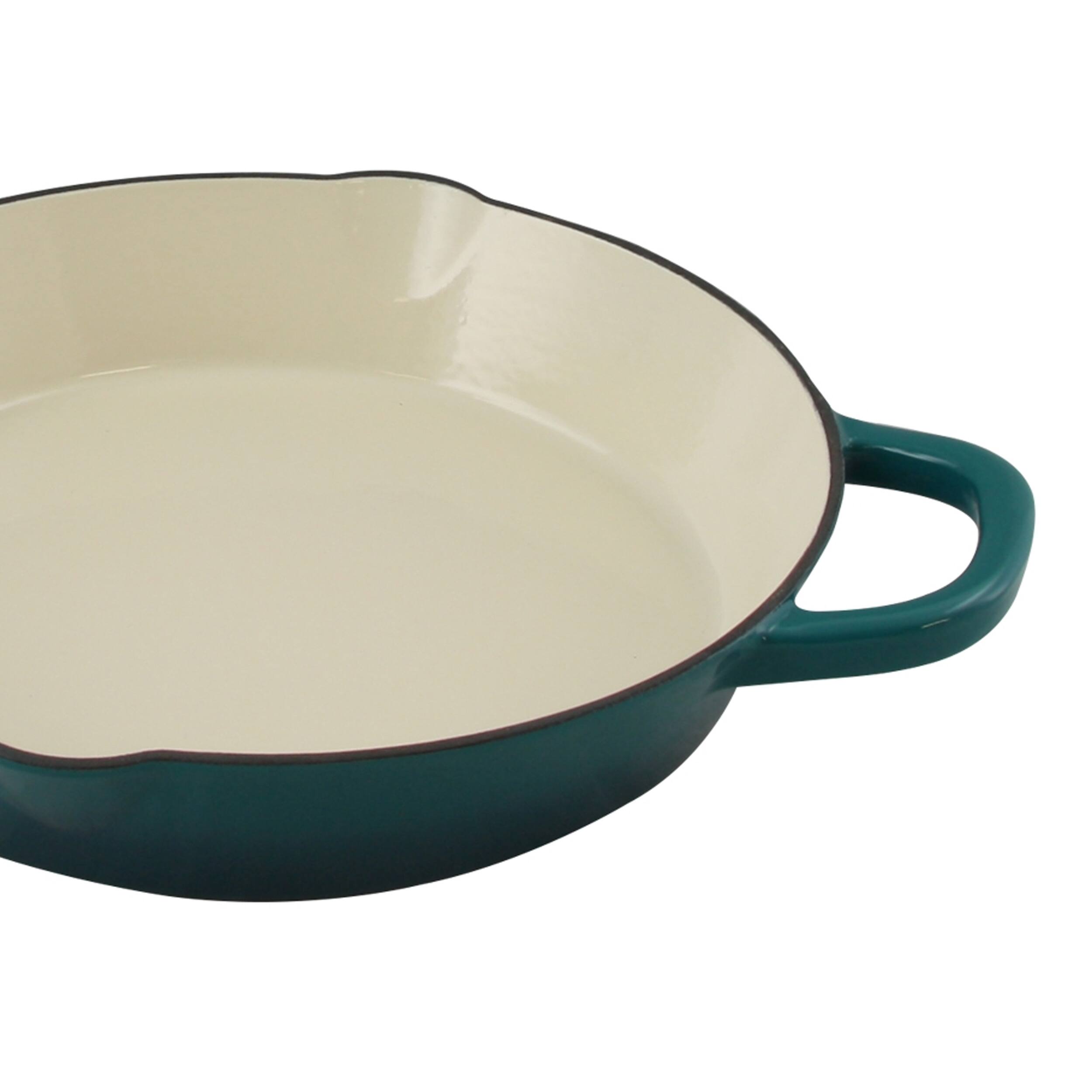 Alt View 1. Crockpot - Crock Pot Artisan 10 in. Round Enameled Cast Iron Skillet in Teal Ombre - Teal.