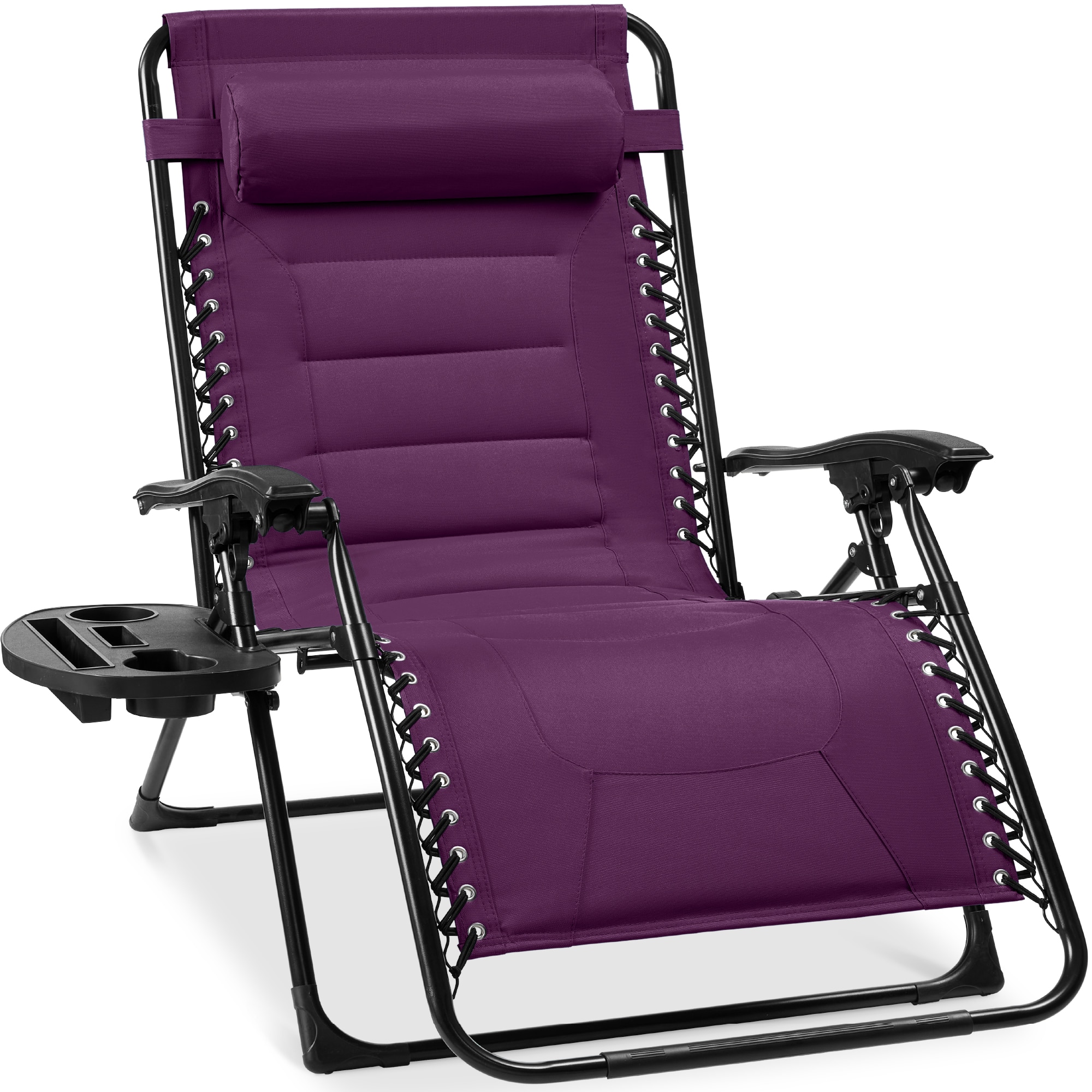 Front. Best Choice Products - Best Choice Products Oversized Padded Zero Gravity Chair, Folding Outdoor Patio Recliner w/ Side Tray - Amethyst Purple - Amethyst Purple.