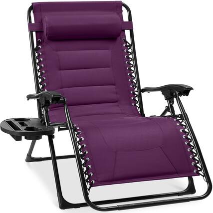 Front. Best Choice Products - Best Choice Products Oversized Padded Zero Gravity Chair, Folding Outdoor Patio Recliner w/ Side Tray - Amethyst Purple - Amethyst Purple.