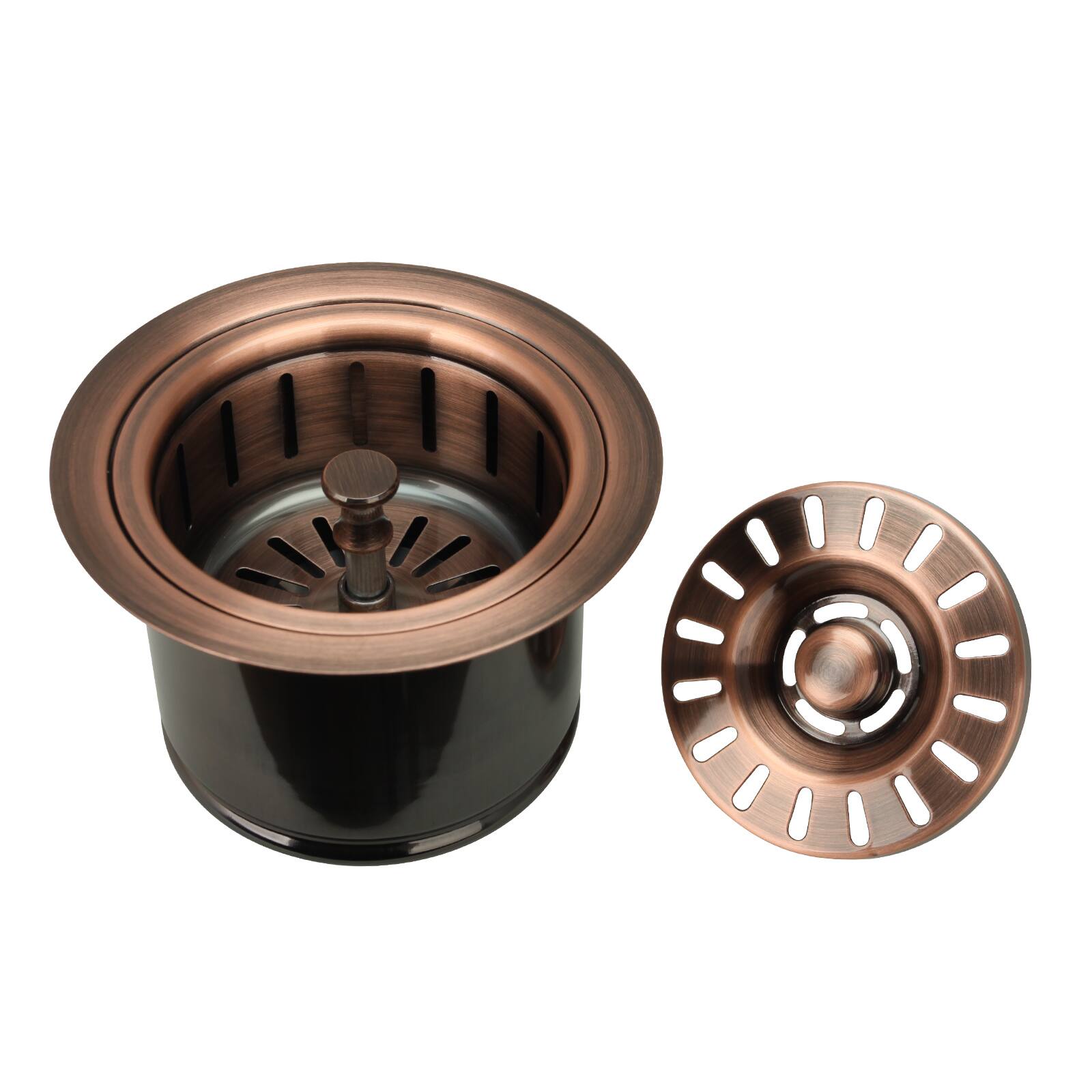 Angle. Akicon - Akicon Brass Garbage Disposal Flange Stopper Kitchen Sink One Size Rim for 3-1/2 in. Drain Hole in Antique Copper - Antique Copper.