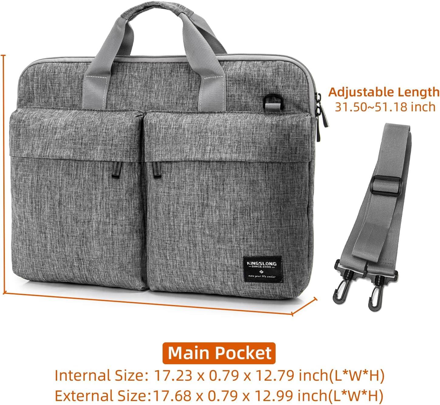 Adjustable Length: 31.50~51.18 inch

Main Pocket
Internal Size: 17.23 x 0.79 x 12.79 inch (L*W*H)
External Size: 17.68 x 0.79 x 12.99 inch (L*W*H)