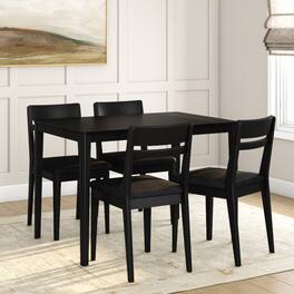 Grain & Grove - Crew Upholstered Dining Chair and Table Combo - Black/Black