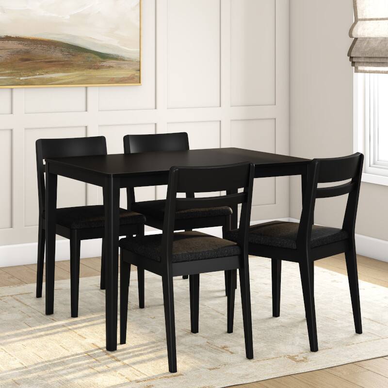 Grain & Grove - Crew Upholstered Dining Chair and Table Combo - Black/Black