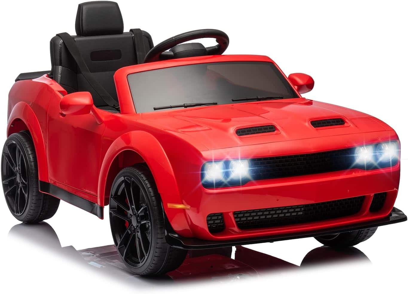 Homhougo - 12V Kids Car, Licensed Dodge Challenger Electric Car for Kids, Battery-Powered Toy Car with Remote Control