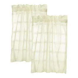 Unique Bargains - 2pcs Window Valance Curtains, 29x24 Inch, Small Short Light Filtering Sheer for Bedroom Bathroom Living Room - Beige