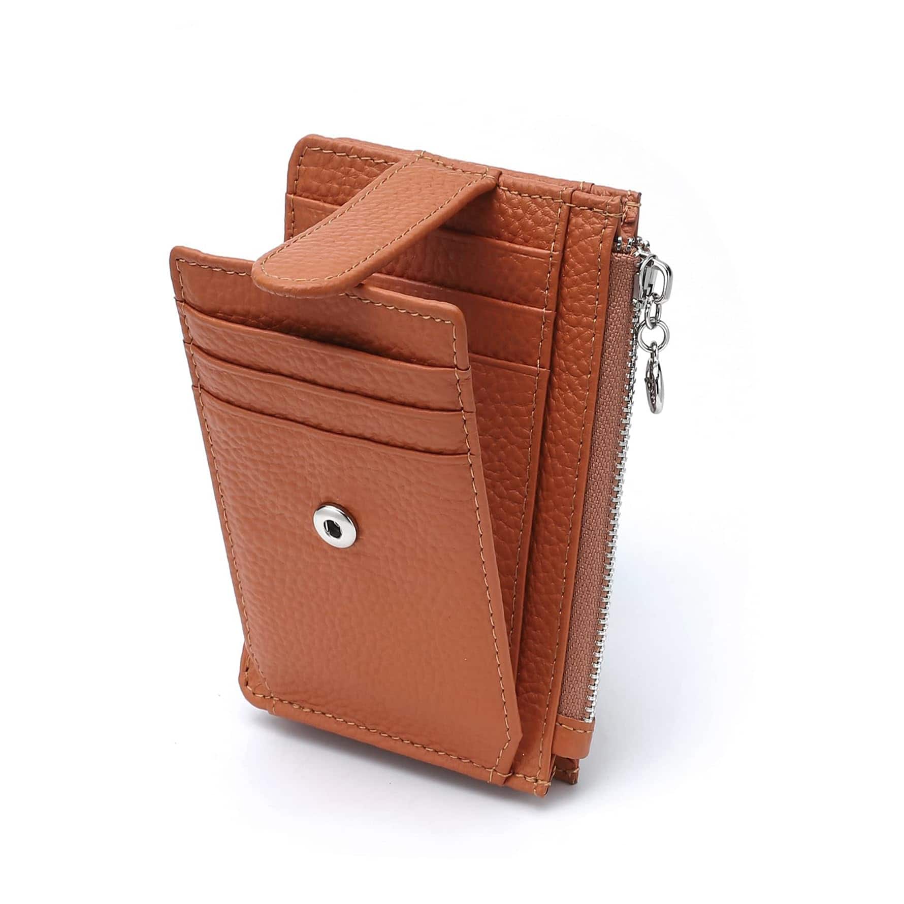 Jadie Link - Slim Wallet Women Thin Womens Card Holder Rfid Blocking Genuine Leather Small Wallets Premium Material Hardware slim - C4-brown