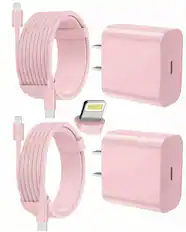 Front. Core Tech - 2-Pack USB-C Fast Wall Charger with 6 ft & 10 ft USB-C to Lightning Cables for iPhone - Pink.