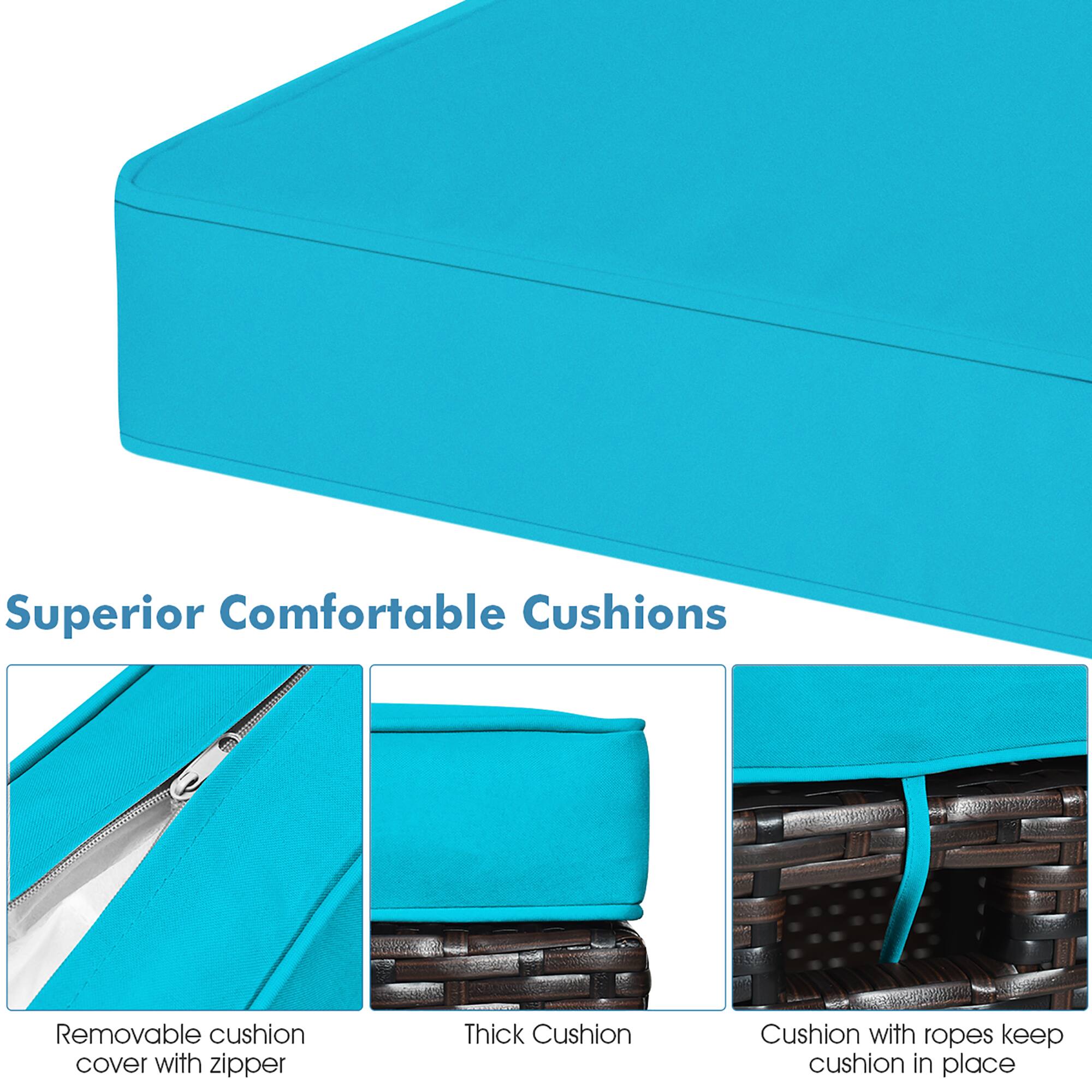 Superior Comfortable Cushions: Removable cushion cover with zipper, Thick Cushion, Cushion with ropes to keep cushion in place.