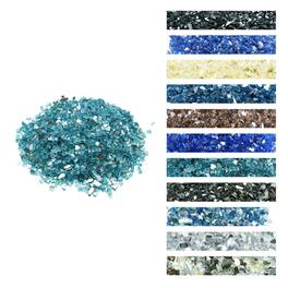 VEVOR - Fire Glass, 10 LBS / 4.5 KG High-Temperature Resistant Fireplace Rocks, 1/2-Inch / 12.7 mm Reflective & Smokeless - Light Blue