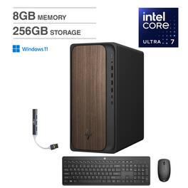 HP - OmniDesk Desktop (Intel Ultra 7-265, 8GB DDR5, 256GB SSD, Intel Graphics, Win 11 Home) w/USB Hub - Dark Wood