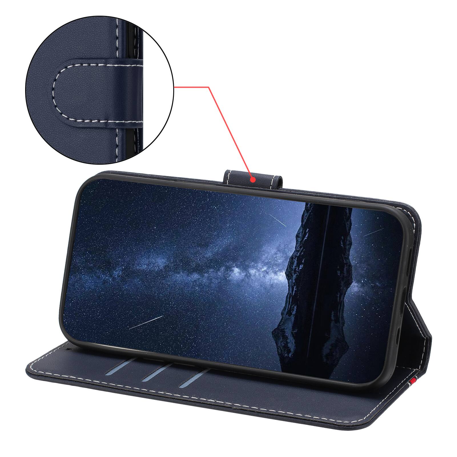 Alt View 2. Dteck - Slim Card Holder Case for Samsung Galaxy S25 Ultra,PU Leather Magnetic Closure Shockproof TPU Inner Flip Wallet Cover - Blue.