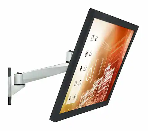 Front. Mount-It! - Single Monitor Wall Mount for Up to 32″ Screens – Full Motion Articulating Arm, Silver - Silver.
